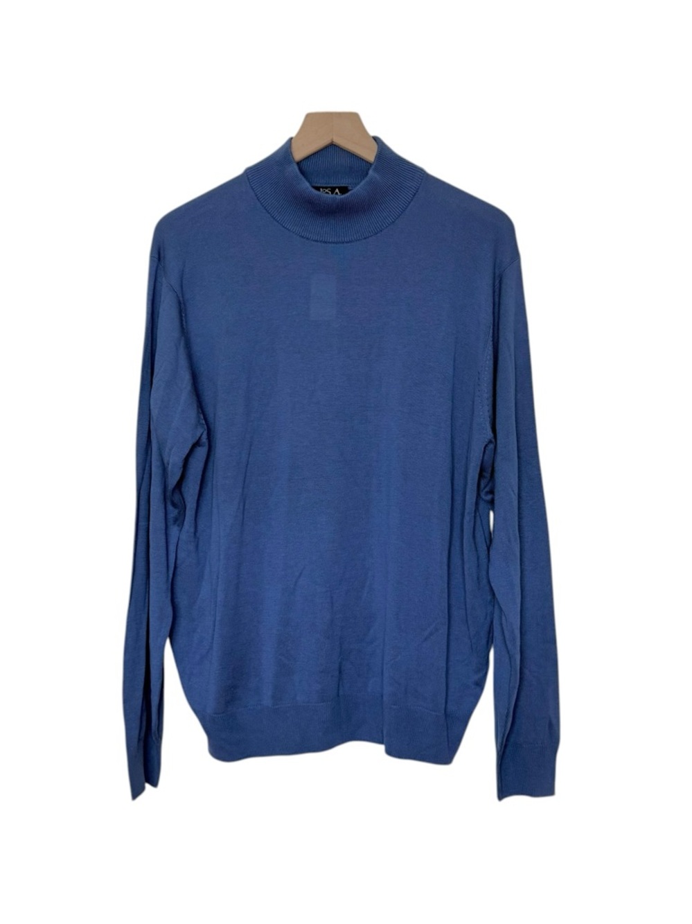 NWT Jos A Bank Large 100% Silk Blue Mock Neck Pullover Sweater Office Career